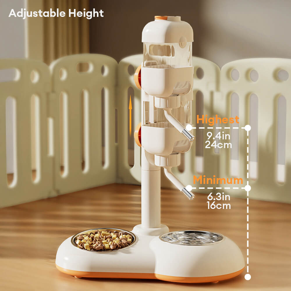 Pet Feeding Bowl Station Food Dispenser With Automatic Water