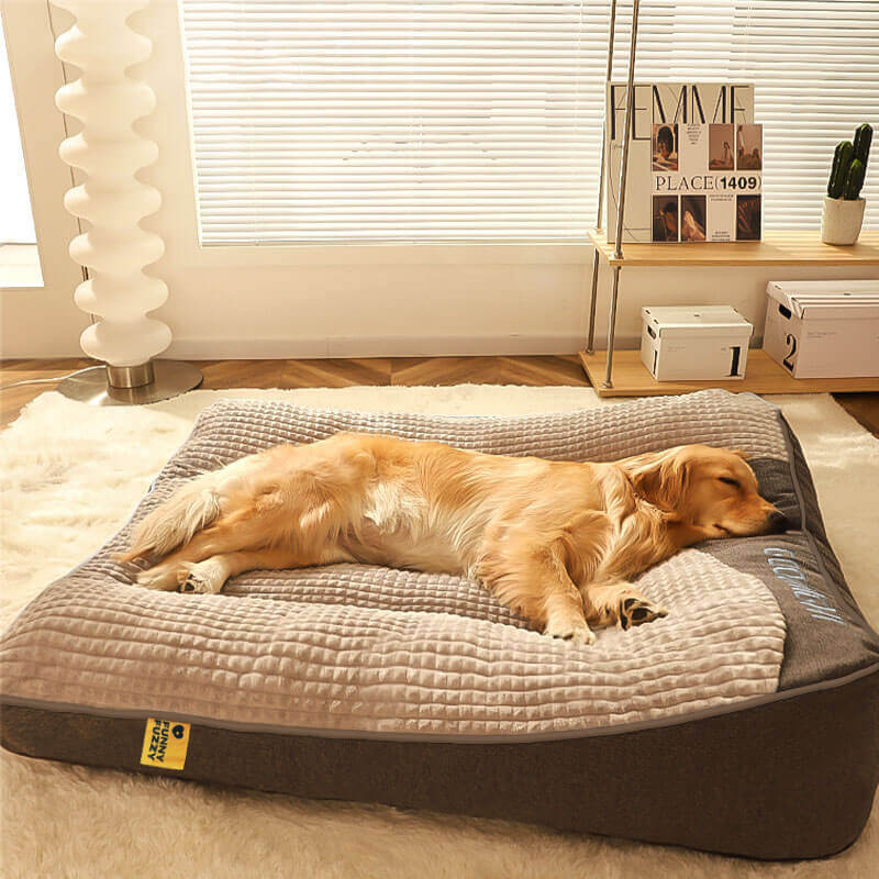 Couvre-lit - Grand lit de coussin pour chien avec protection de la colonne vertébrale, épais et résistant aux rayures