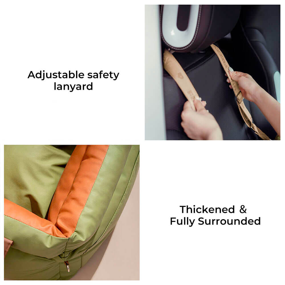 Grand lit rehausseur de siège d'auto pour chien en simili cuir de luxe - Urban Voyager