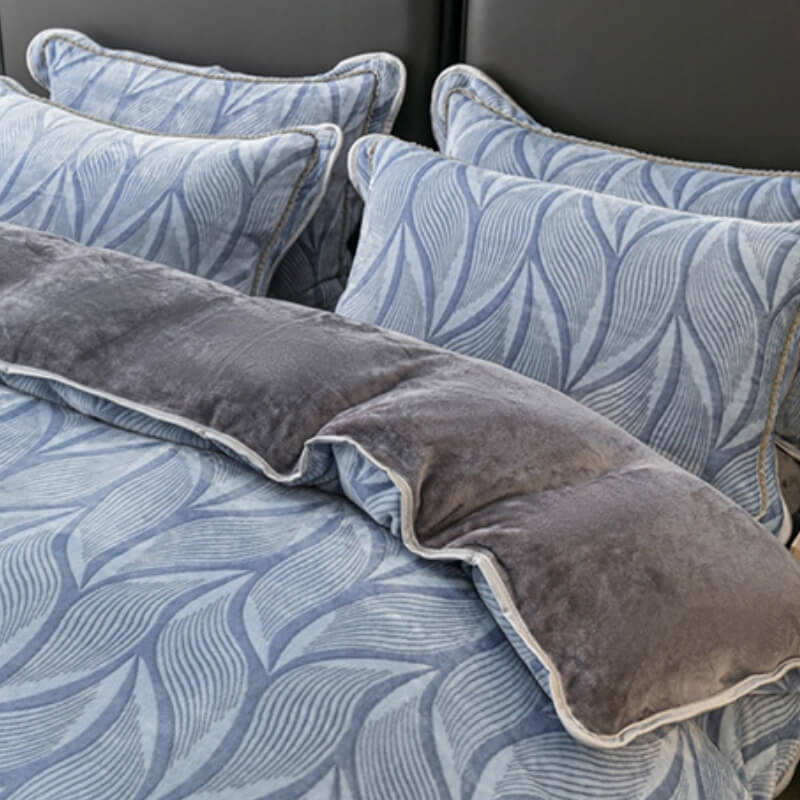 Moderno foglia morbido latte di velluto in velluto foglio con gonna da letto