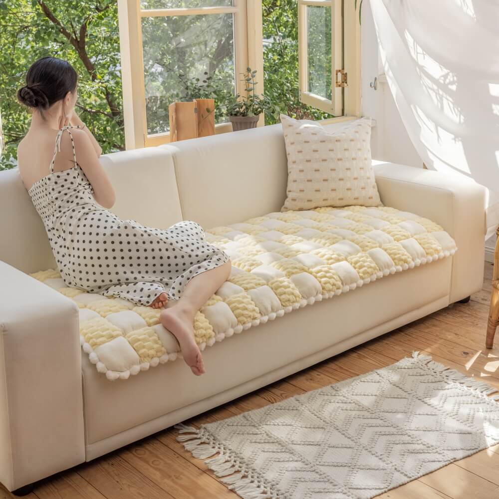 Peluche copertura di divano di divano divano a blocchi a blocco a mano peluche.
