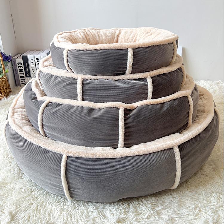 Ultra Plush Corduroy Anti-Anxiety Donut Dog Bed