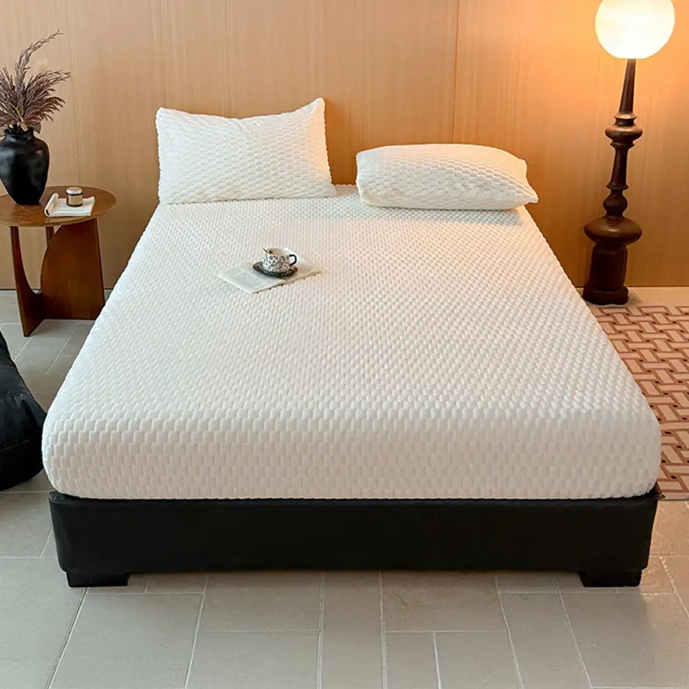 Spannbettlaken-Matratzenbezug im Barock-Stil mit Prägung aus warmem Milchsamt