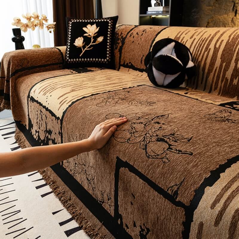 Vintage Chenille Anti-Scratch Sofa Protector Throw Couch Cover