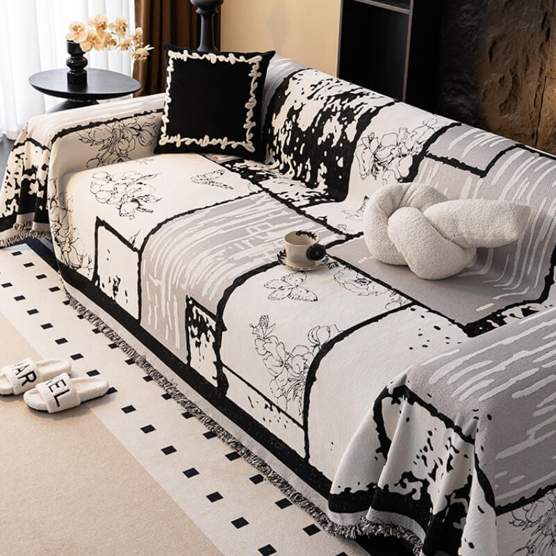 Vintage Chenille Anti-Scratch Sofa Protector Throw Couch Cover