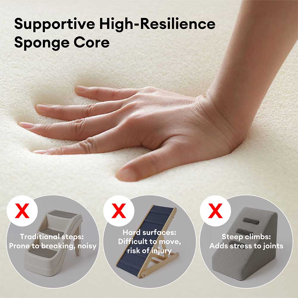 Escaleras de rampa para mascotas extraíbles de esponja de alta densidad a cuadros - COMFYCLIMB