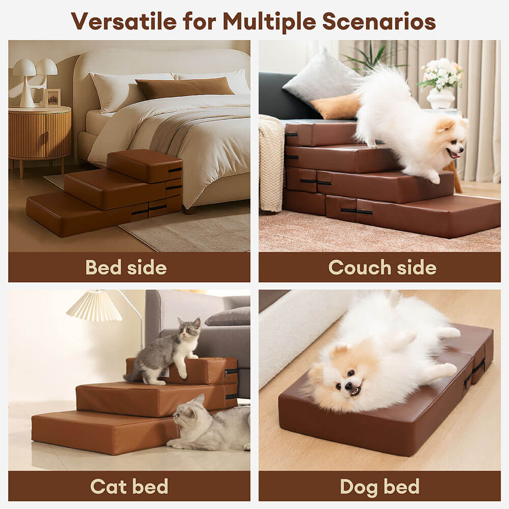 Escaleras de mascotas de nivel múltiple de cuero de PU lavable por el agua