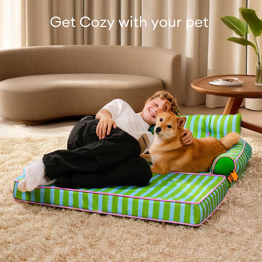 Stripe Waterproof Foldable Large Dog Sofa Bed - Sunny Siesta