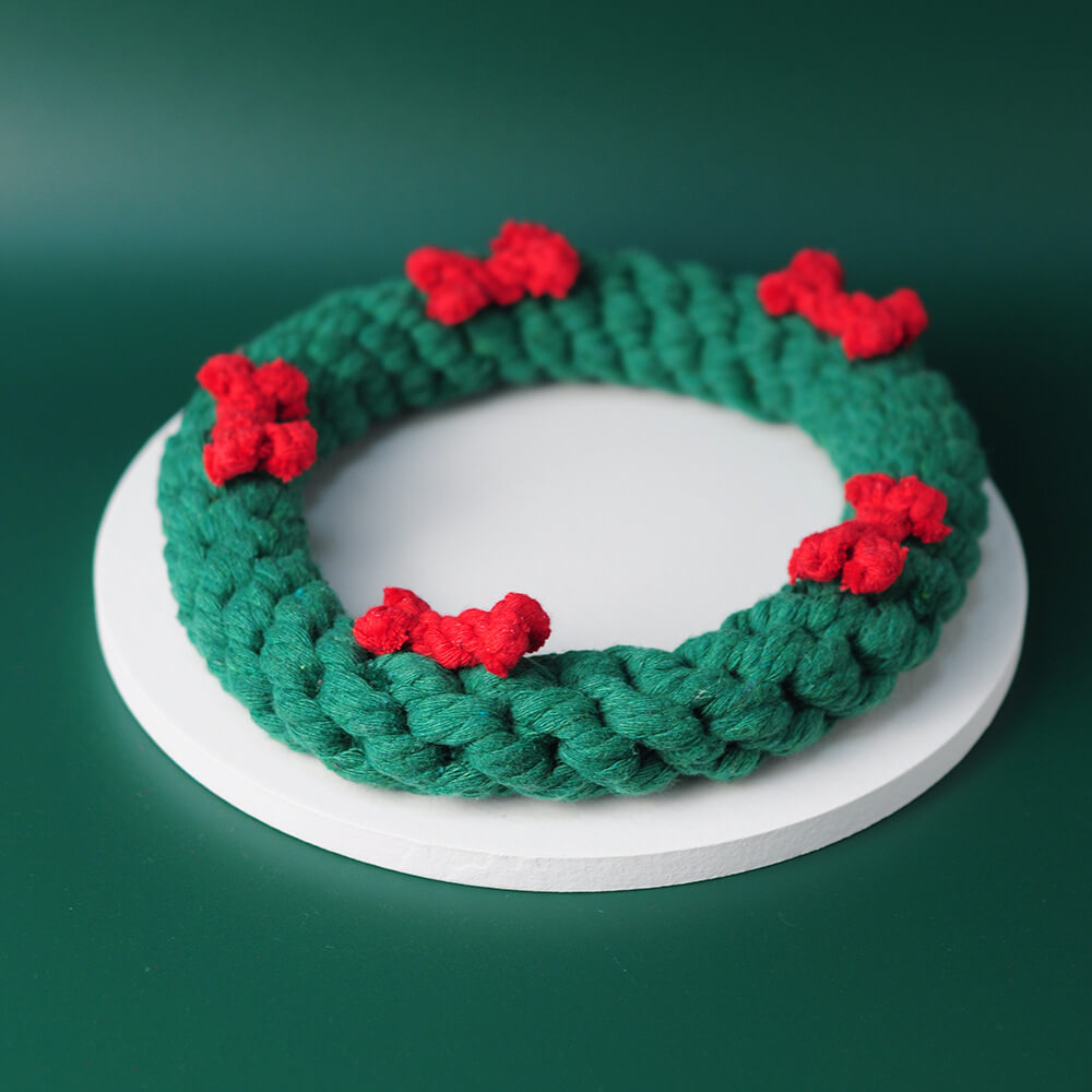 Giocattolo di corda di cotone natalizio che mascherano denti di cani di lusso resistenti ai giocattoli