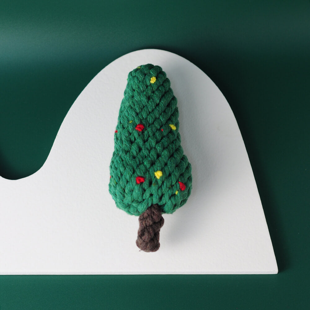 Giocattolo di corda di cotone natalizio che mascherano denti di cani di lusso resistenti ai giocattoli