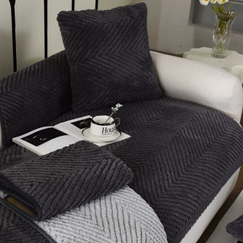 Coperchio di divano non slip di peluche addensato