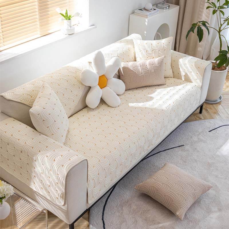 Cubierta de sofá seccional acolchada de algodón de algodón de tejido