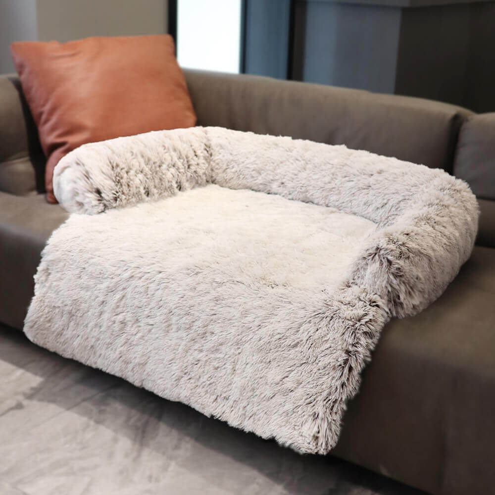 Calming Furniture Protector Dog Bed - Fuzzy Backrest - FUNNYFUZZY