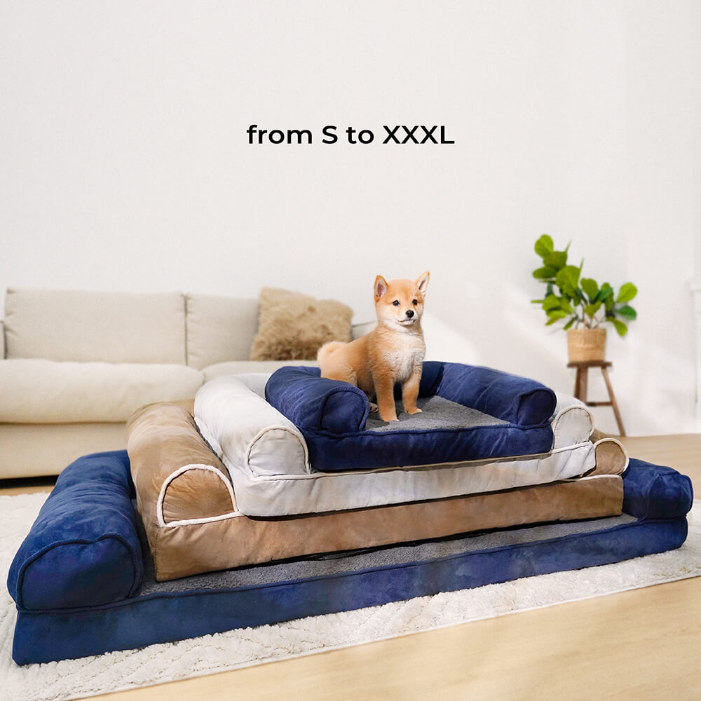 Faux Fleece & Suede Full Support Orthopedic Dog Bed - FUNNYFUZZY