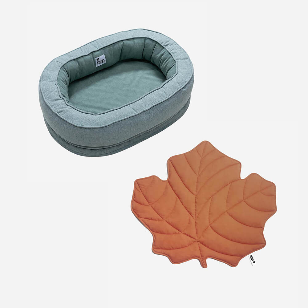 Leaf Shape Dog Blanket With Donut Dog Bed Luxury Dog Gifts - FUNNYFUZZY