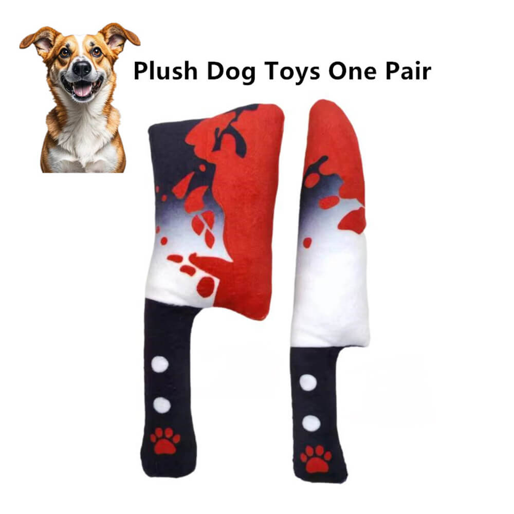 Halloween Knife Squeaky Chew Plush Dog Toy