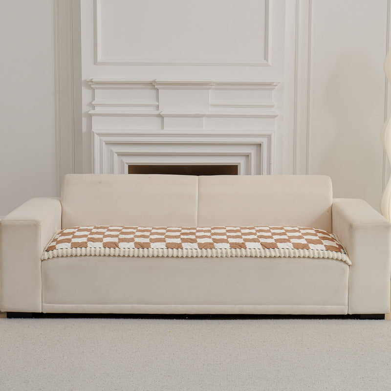 Cubierta de sofá acolchada antideslizante de sofá de terciopelo a cuadros