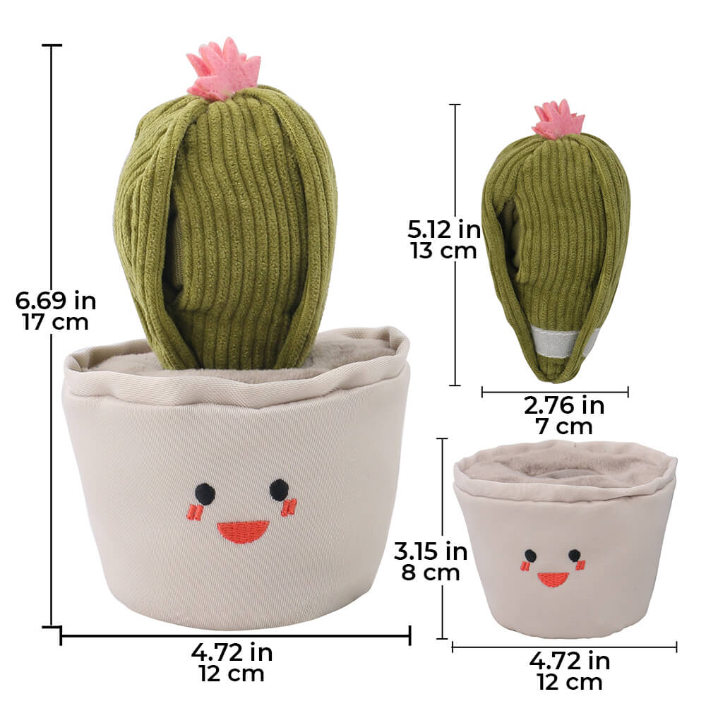 Juguete interactivo con alimentador lento para perros, juguete de peluche de Cactus, chillón