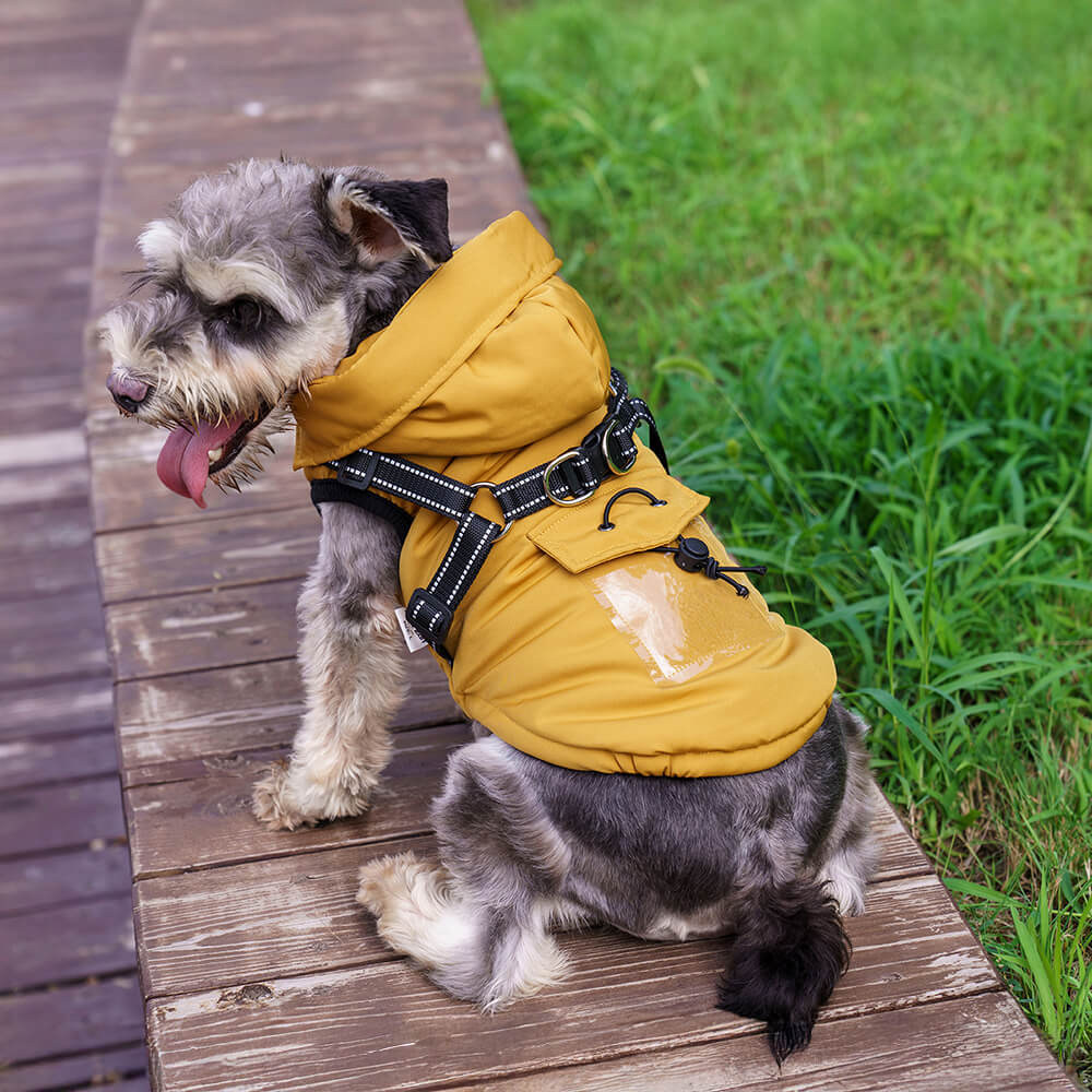 Adjustable Insulated Cozy Hooded Dog Harness Jacket