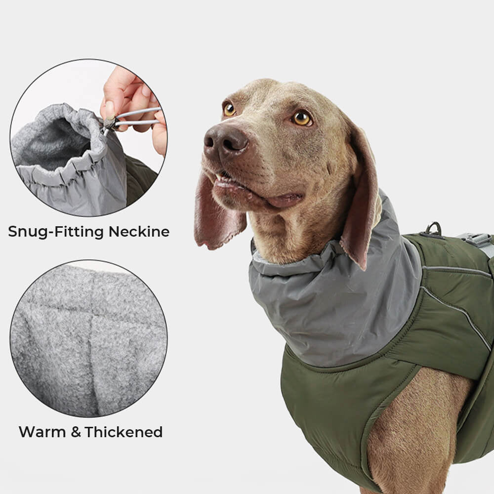 Wasserdichte, warme, reflektierende Hundejacke mit hohem Kragen