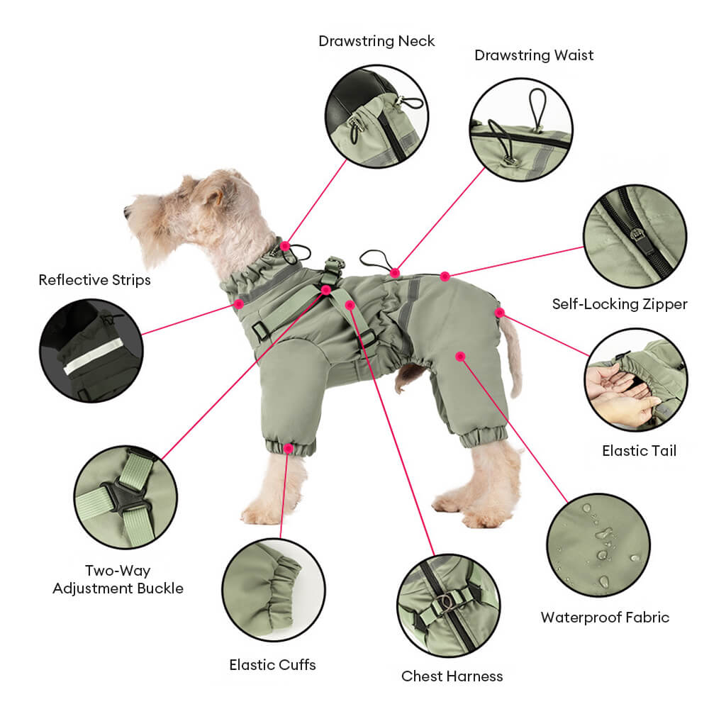 Waterproof Adjustable Tactical Four-Legged Outdoor Dog Coat