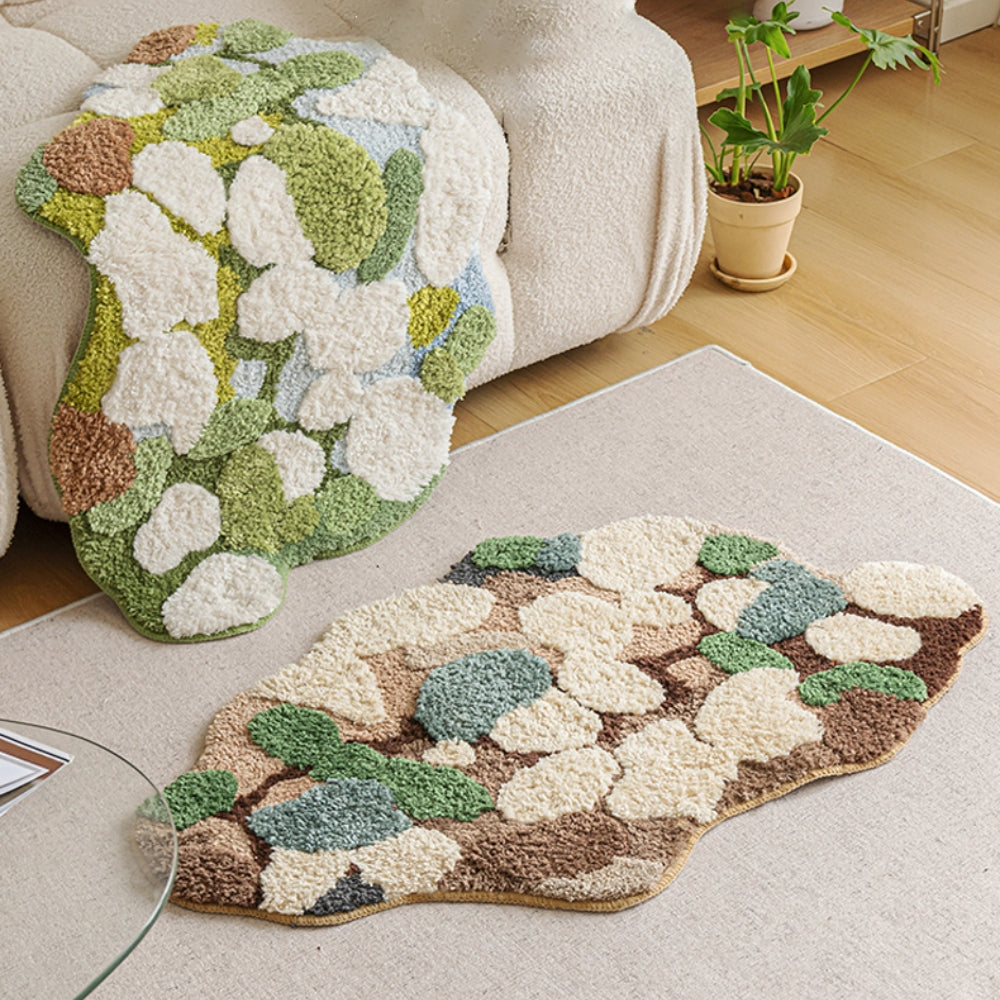 Tapis de mousse floqué forestier, tapis de sol irrégulier pour animaux de compagnie