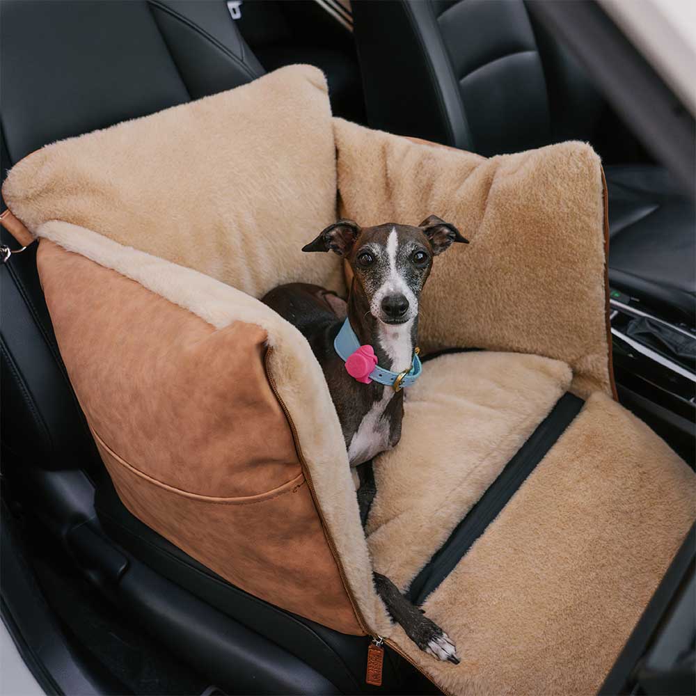 Large Fluffy Warmth Safe Non-Slip Dog Carrier Booster Car Seat- Ride and Rover