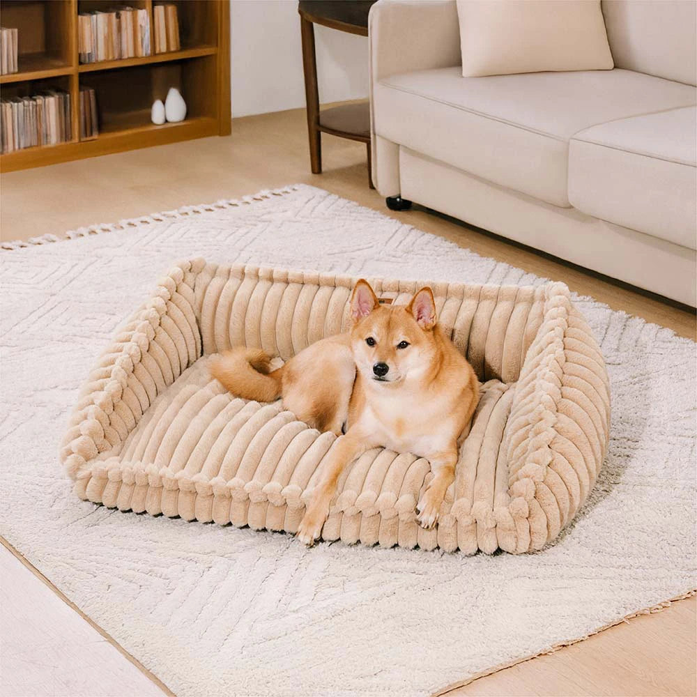 Plush Warmth Removable Orthopedic Wedge Bolster Dog Sofa Bed - CozySlope