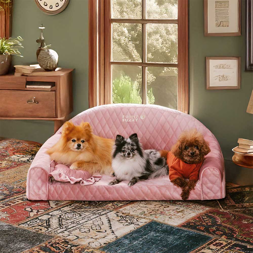 Pinky Cozy Bolster Dog Sofa Bed -  Princess Lord