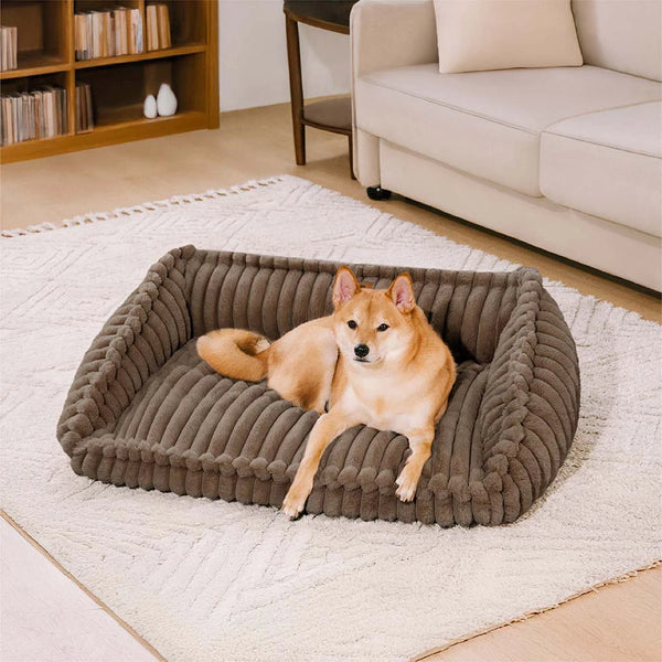 Plush Warmth Removable Orthopedic Wedge Bolster Dog Sofa Bed - CozySlope