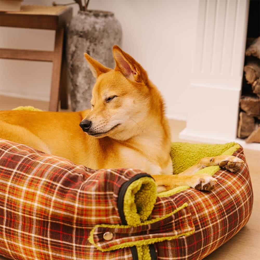 Large Washable Vintage Tartan Folding Blanket Dog Beds - Avocuddle