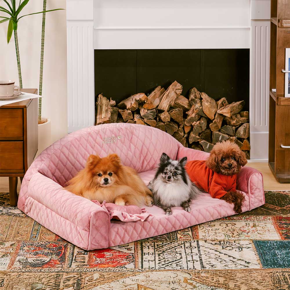 Pinky Cozy Bolster Dog Sofa Bed -  Princess Lord