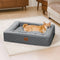 Warm Plush & Faux Leather Wraparound Orthopedic Dog Bolster Bed