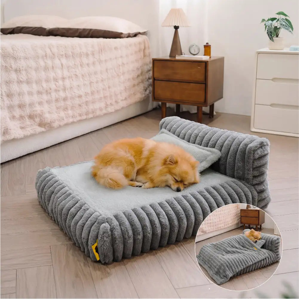 Mini Plush Home-Style Backrest Orthopedic Bed for Small Dogs - TinyNest