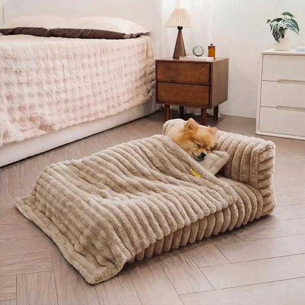 Mini Plush Home-Style Backrest Orthopedic Bed for Small Dogs - TinyNest