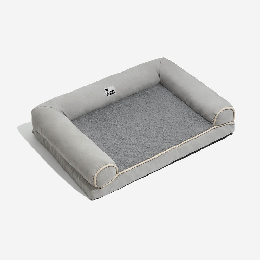 <tc>Cama ortopédica para perros de gran soporte en ante de lana sintética</tc>