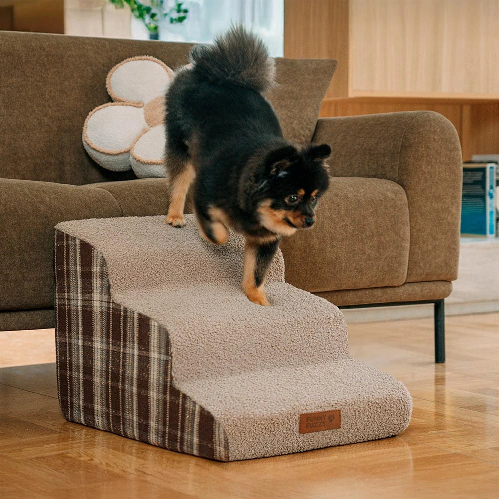 Escaleras de rampa para mascotas extraíbles de esponja de alta densidad a cuadros - COMFYCLIMB
