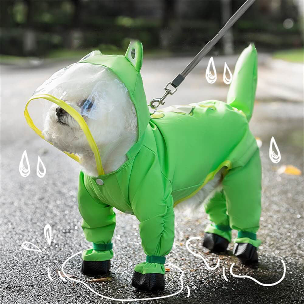 Dog Animal-Shaped Full Body Raincoat Waterproof Coverage Including Tail