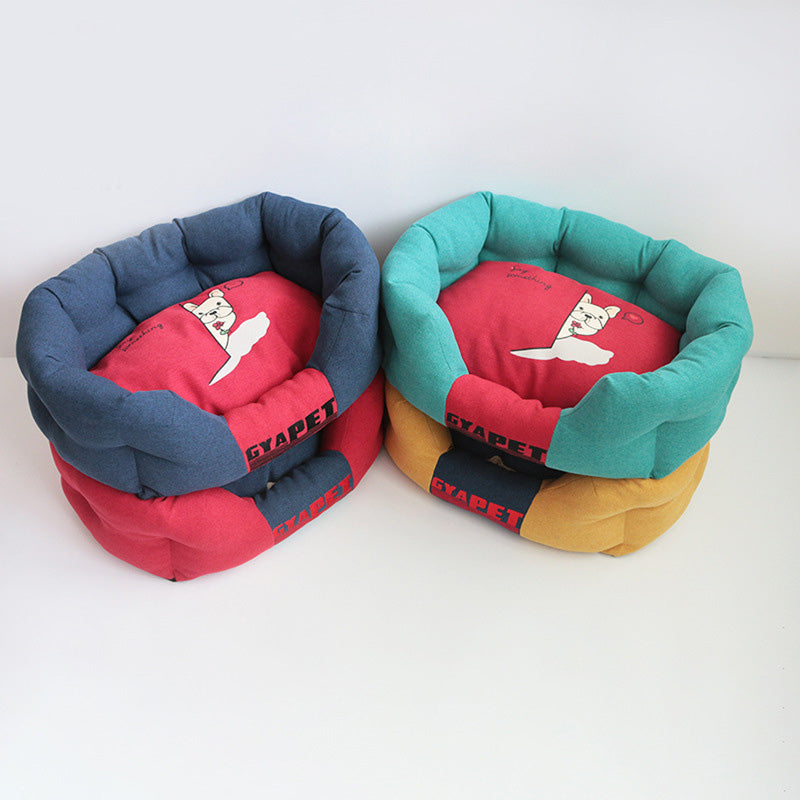 Fashionable All-season Warm Clashing Colours Cushy Dog Bed