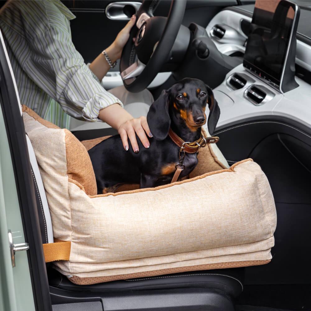 Cama para asiento de coche para perros de seguridad impermeable color café claro