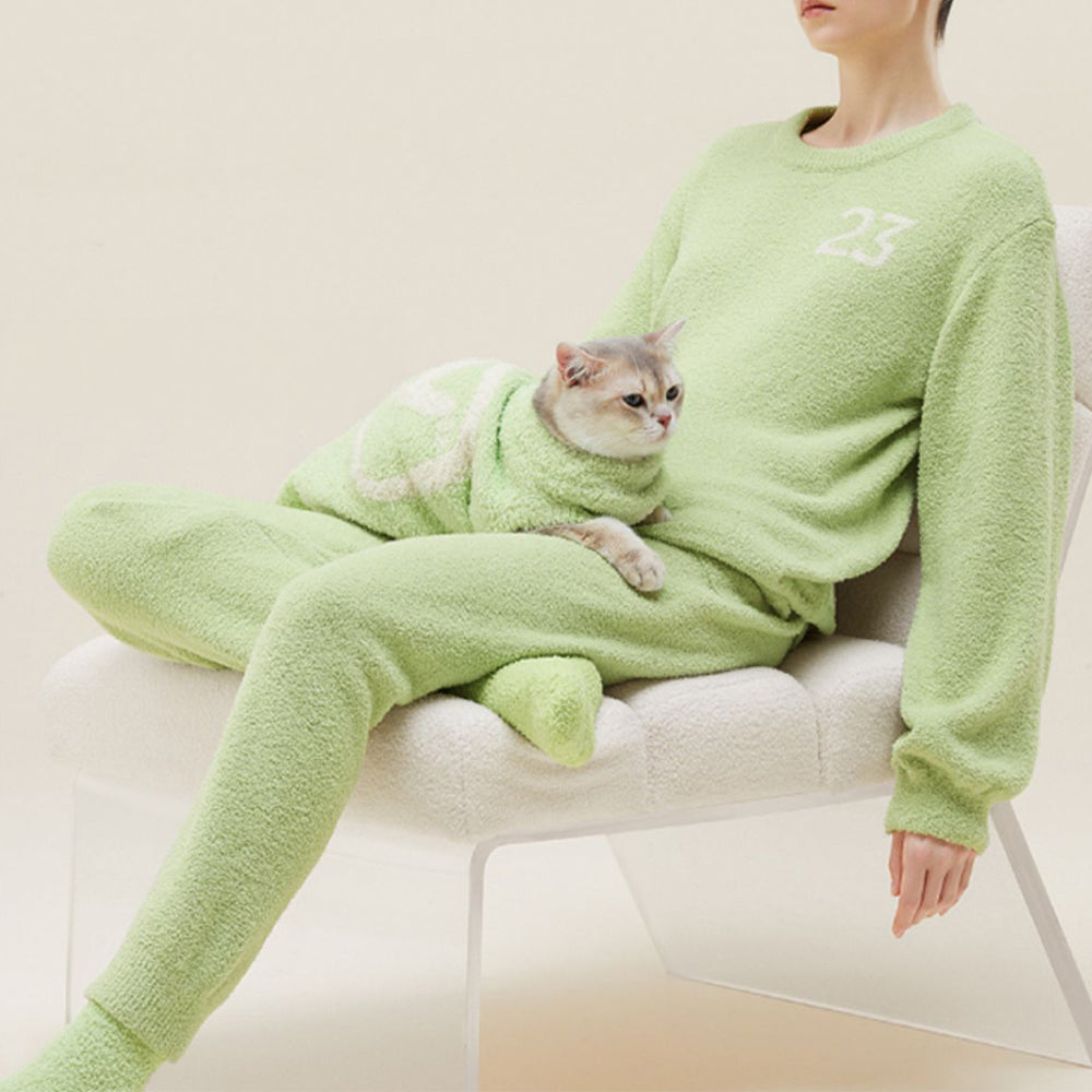 Cozy Knit Matching Curly Plush Loungewear Set for Pets and Owners