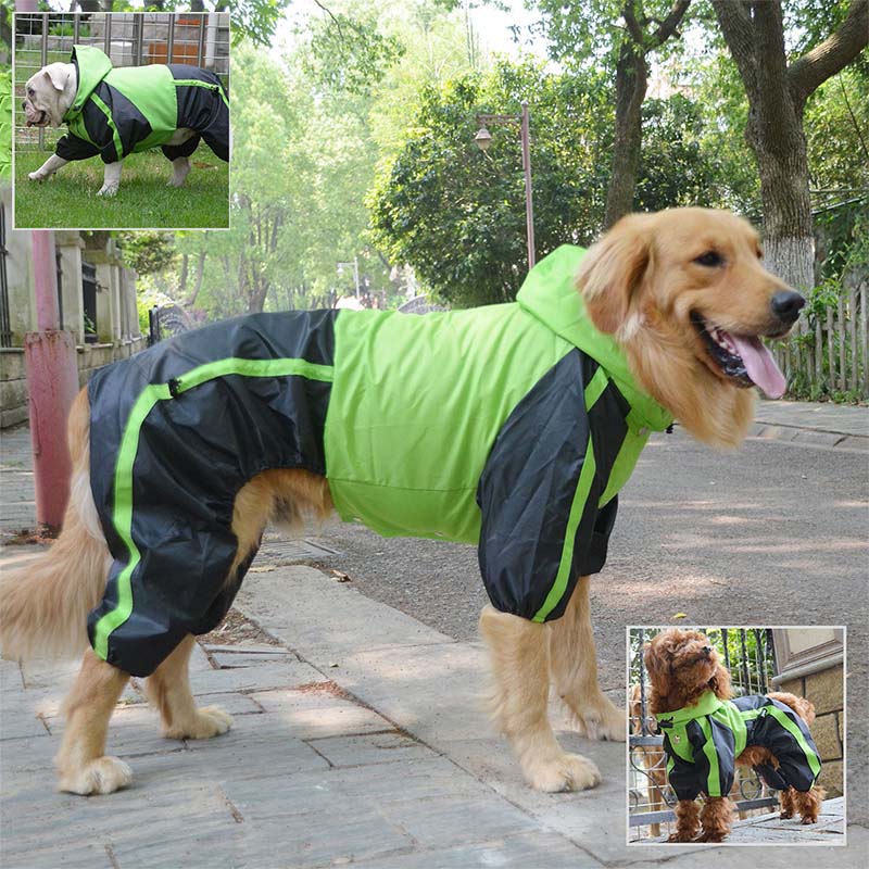 Manteau imperméable à couverture complète pour chien en tissu Oxford avec pattes et capuche