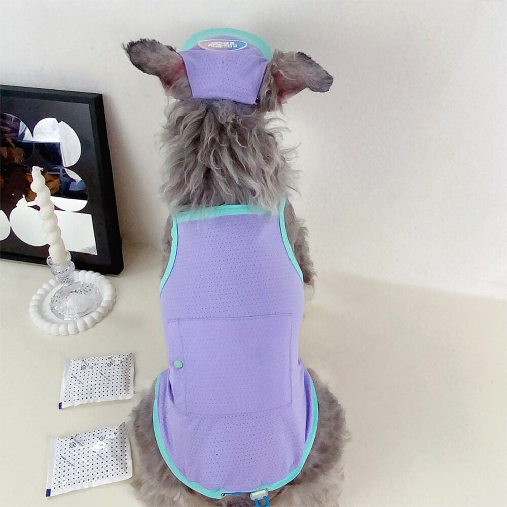 Pet dog clothes contrast color matching can put ice pack to cool down the sun protection tank top