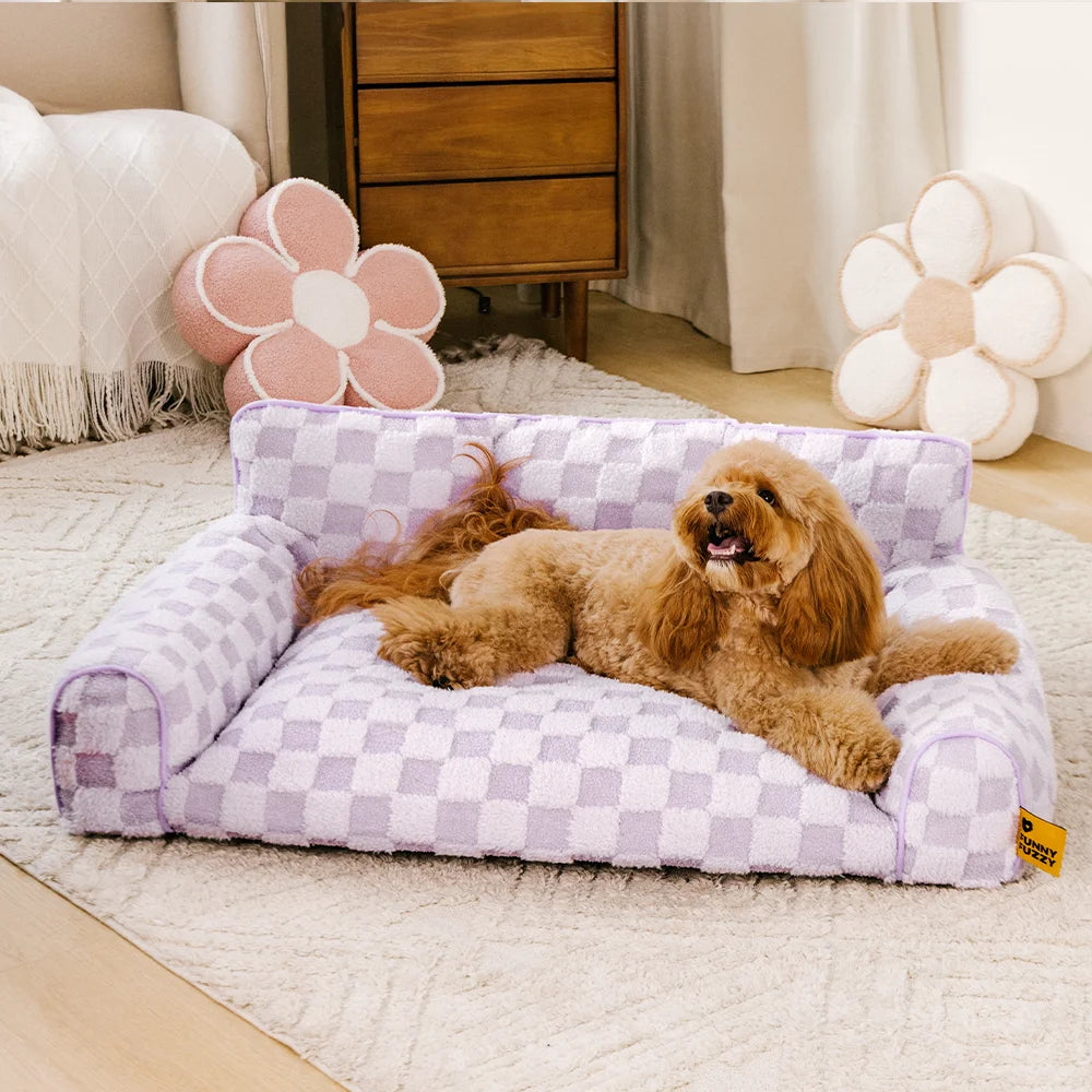 Checkered Fluffy Removable Orthopedic Dog Bolster Bed – CozyNest