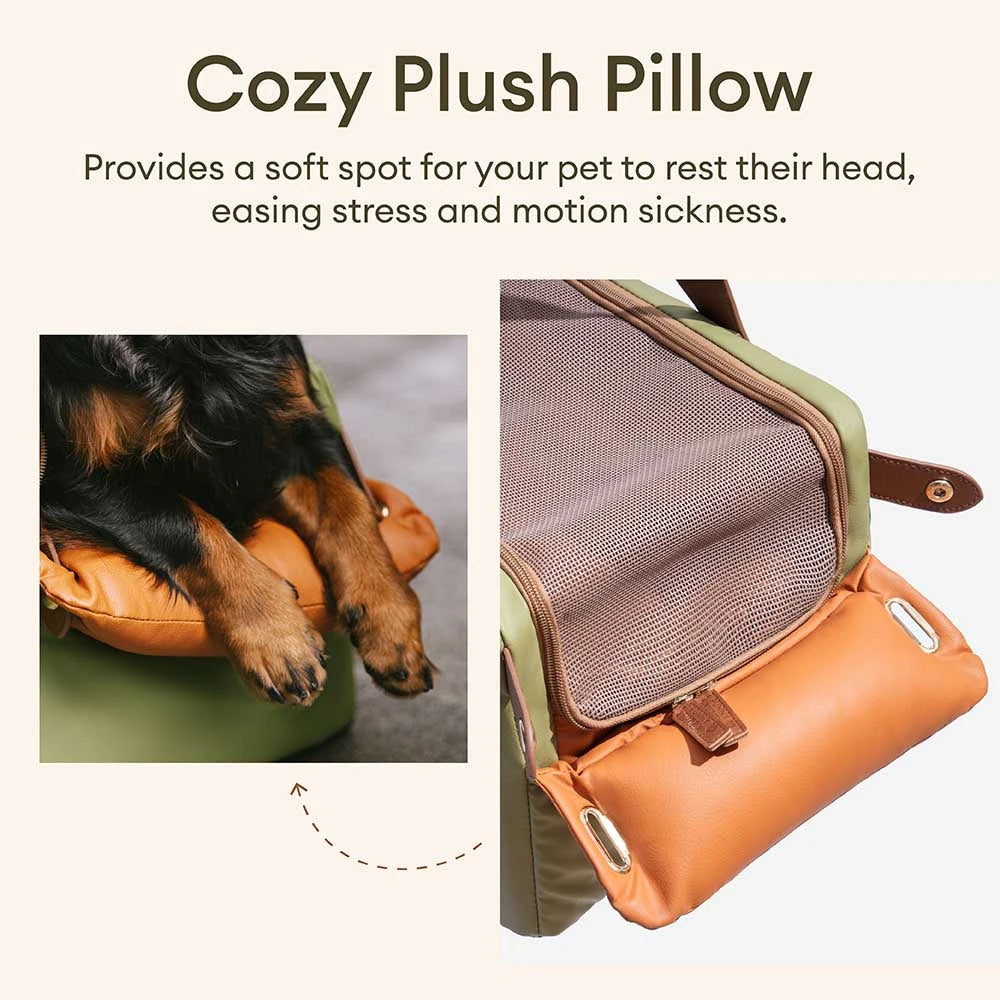 Deluxe Faux Leather Safety Center Console Pet Car Seat and Carrier - Urban Voyager