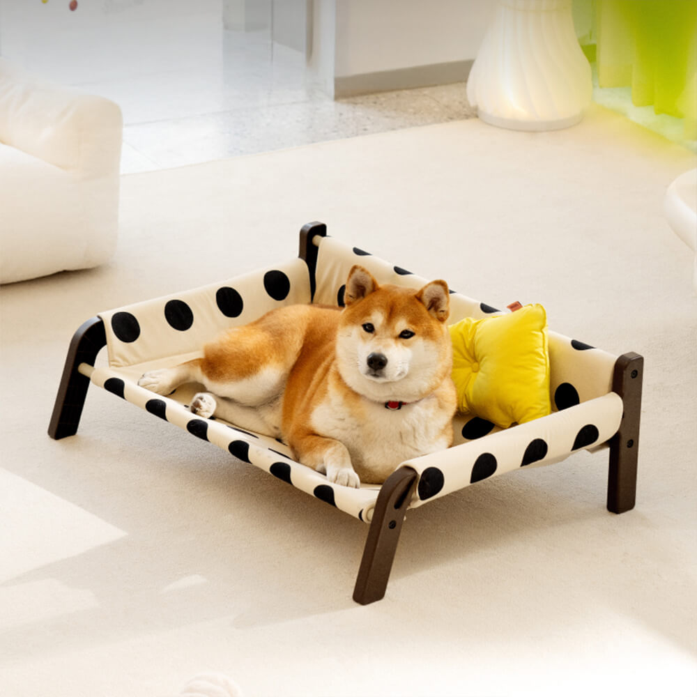 Polka Dot Frosted Suede Summer Cool Dog Bed