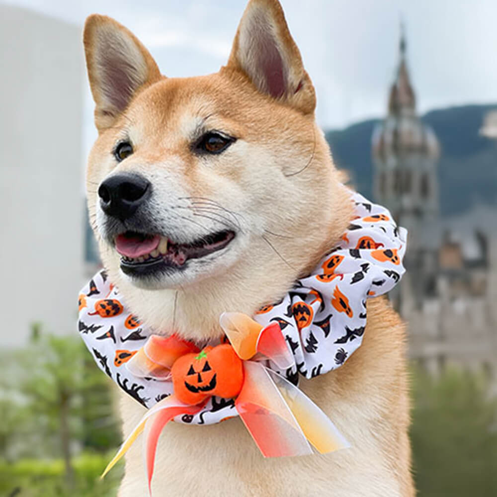 Cute Pumpkin Ruffled Halloween Dog Bandana Scarf