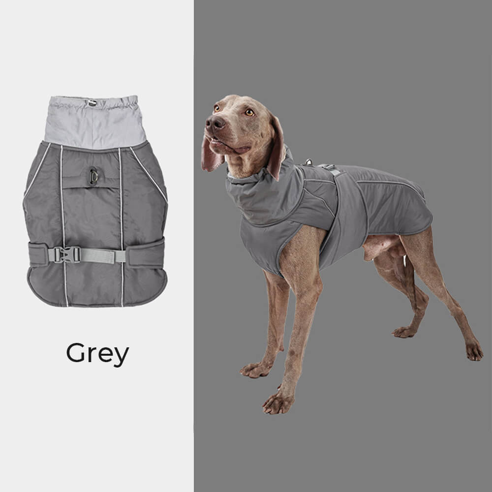 Wasserdichte, warme, reflektierende Hundejacke mit hohem Kragen