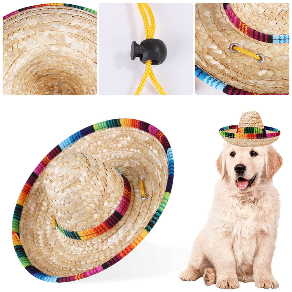 Fiesta Cat Costume Set - Sombrero and Bandana for Cats and Small Dogs