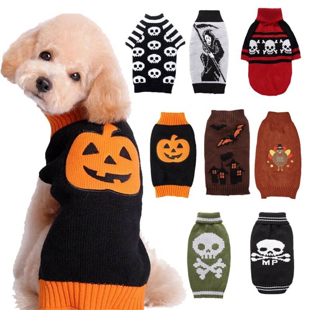 Halloween-Haustierpullover | Warme und gemütliche Halloween-Muster-Hundekleidung